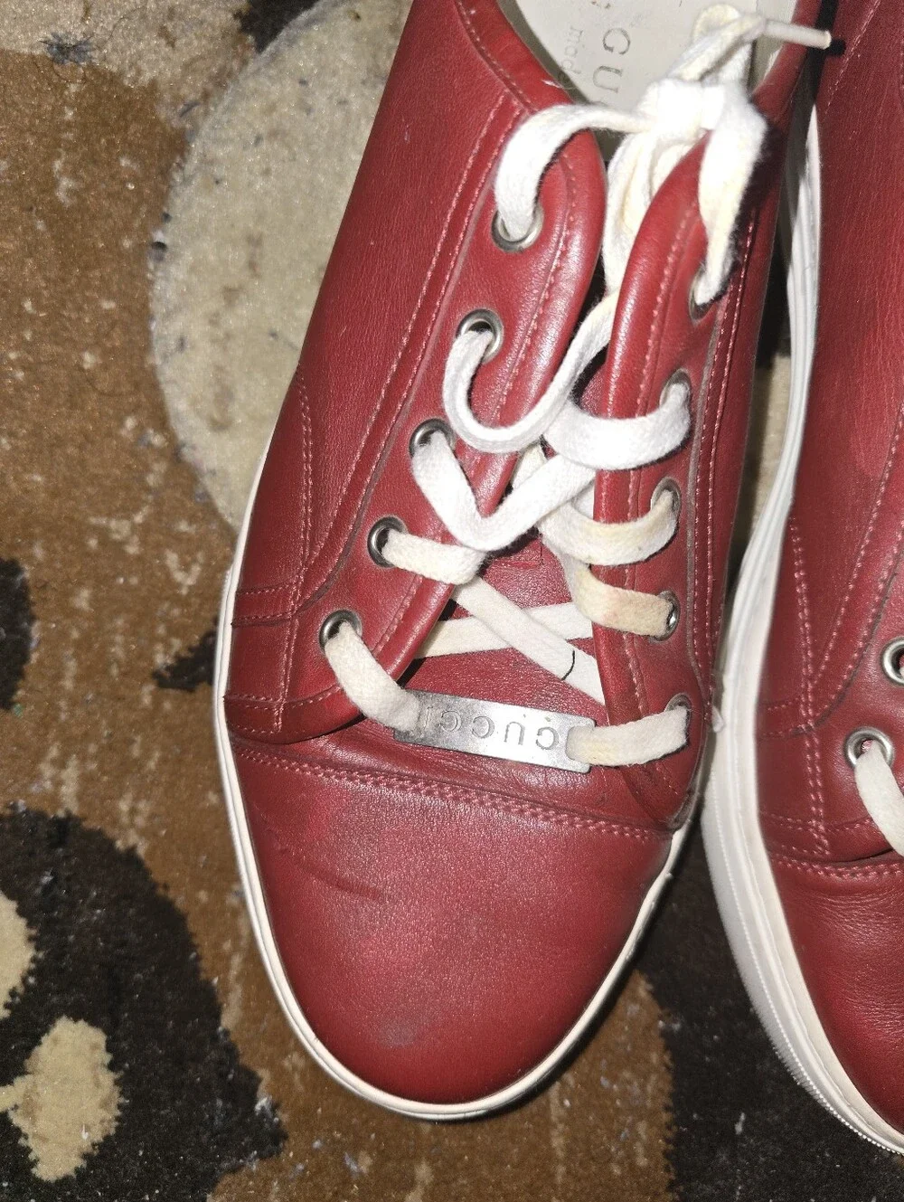 Gucci Red Leather Sneakers Men’s Size 8.5 – Pre-Owned No Box